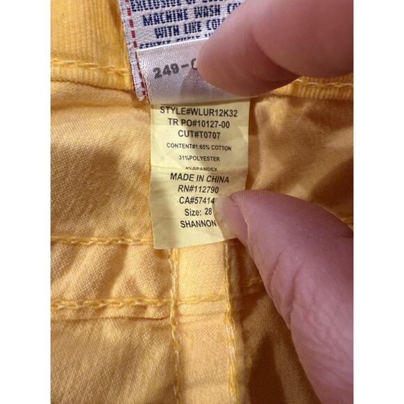 True Religion Shannon Pants Women's 28 Yellow Corduroy Stretch Skinny Leg Preppy - Picture 3 of 11